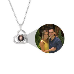 S925 Silver Romantic Colorful Photo Projection Necklace Heart Shaped Pendant Necklace - 7