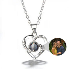 S925 Silver Romantic Colorful Photo Projection Necklace Heart Shaped Pendant Necklace - 7