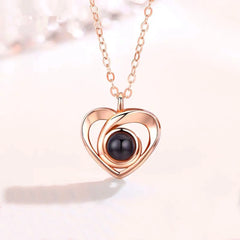 S925 Silver Romantic Photo Projection Necklace Heart Shaped Pendant Necklace - 7
