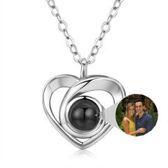 S925 Silver Romantic Photo Projection Necklace Heart Shaped Pendant Necklace - 7
