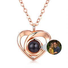 S925 Silver Romantic Photo Projection Necklace Heart Shaped Pendant Necklace - 7