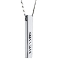 S925 Sterling Silver Couple Name Silver Bar Necklace - Silver - Name Bar Necklace