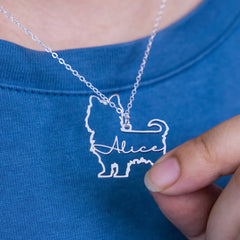 Hollow Necklace Pendant Stainless Steel Pet Dog Name Clavicle Chain - Silver - 7