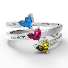 Silver Love Heart Ring With Personalized Name - Silver - 7