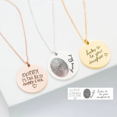 Silver Personalized Custom Lettering Love Fingerprint Letter Name Necklace - 7