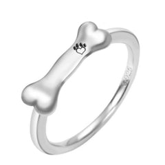 Silver Plated Diamond Bone Ring Pet Name Custom - 7