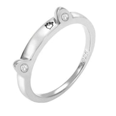 Silver Plated Diamond Bone Ring Pet Name Custom - 7