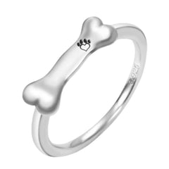 Silver Plated Diamond Bone Ring Pet Name Custom - 7