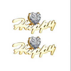 Simple And Fashionable English Name Letter Stud Earrings - Gold - 7