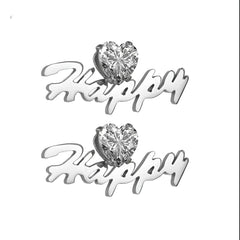 Simple And Fashionable English Name Letter Stud Earrings - Steel color - 7