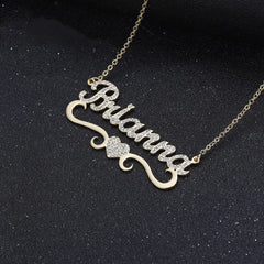 Source Manufacturer Ins Style European And American Fashion Full Diamond Name Letter Custom Necklace Diy Steel Titanium