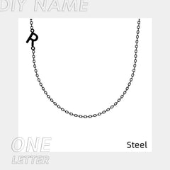 Stainless Steel 26 Alphabet Name Necklace - Steel / 1Letter - 7