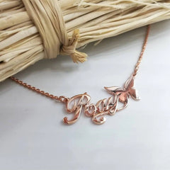 Stainless Steel Butterfly Custom Name Necklace Ladies - 7