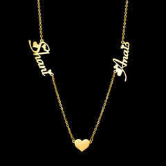 Stainless Steel Custom Name Necklace Heart Shape Personality Pendant - Gold - 7
