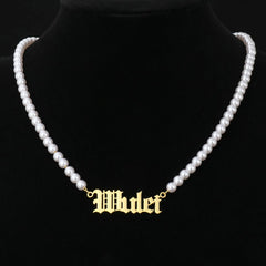 Stainless Steel Custom Name Pearl Necklace Ins Style - 7