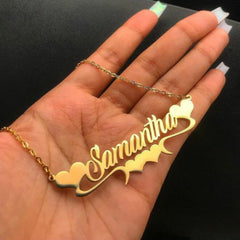 Stainless steel cut heart shaped custom necklace DIY name necklace female - 7