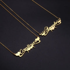 Stainless steel cut heart shaped custom necklace DIY name necklace female - 7