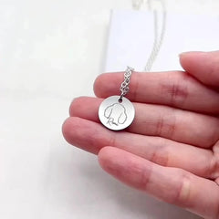 Stainless Steel Dog Ear Round Name Necklace - 7