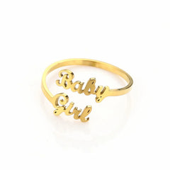 Stainless Steel English Letter Name Custom Ring - 7