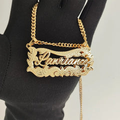 Stainless Steel English Letter Name Double-layer Cuban Necklace - 7