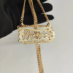 Stainless Steel English Letter Name Double-layer Cuban Necklace - 7