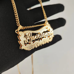 Stainless Steel English Letter Name Double-layer Cuban Necklace - 7