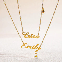 Stainless Steel English Letter Pendant Plated 18K Gold Custom Name Pattern Necklace - 7