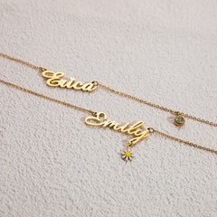 Stainless Steel English Letter Pendant Plated 18K Gold Custom Name Pattern Necklace - 7