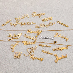 Stainless Steel English Letter Pendant Plated 18K Gold Custom Name Pattern Necklace - 7