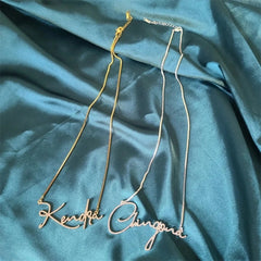 Stainless Steel English Letter Personalized Crystal Handwritten Name Necklace - 7