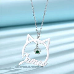 Stainless Steel English Name Necklace - Silver - 7