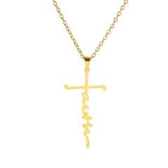 Stainless Steel Faith Necklace Faith English Name Special Symbol