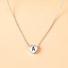 Stainless Steel Heart Pendant Necklace 26 Initial Letter Name Pendant For Women - 4