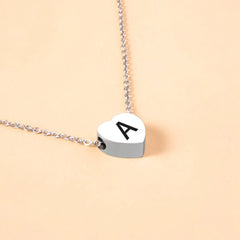 Stainless Steel Heart Pendant Necklace 26 Initial Letter Name Pendant For Women - 4