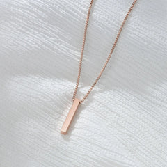 Stainless Steel Long Bar Cylinder Name Necklace - 7