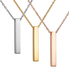 Stainless Steel Long Bar Cylinder Name Necklace - 7