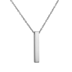 Stainless Steel Long Bar Cylinder Name Necklace - 7
