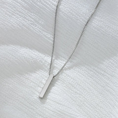 Stainless Steel Long Bar Cylinder Name Necklace - 7