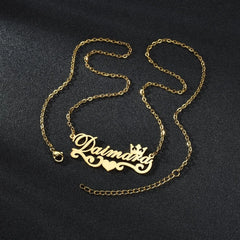 Stainless Steel Love Ribbon Name Customized Personality Necklace Female Clavicle Chain Customized Pendant - 7