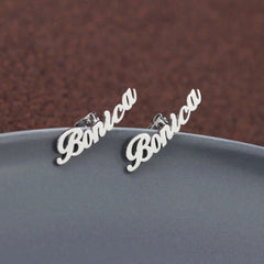 Stainless Steel Name Custom Earrings Personalized Letter Earrings Custom DIY English Name - Silver - 7