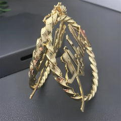 Stainless Steel Name Letter Exaggerated Circle Threaded Earrings In English - 7