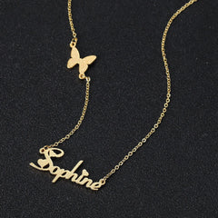 Stainless Steel Number English Letter Name Pendant Necklace Female - 7