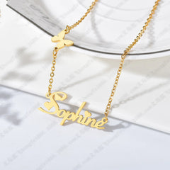 Stainless Steel Number English Letter Name Pendant Necklace Female - 7