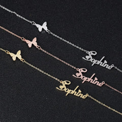 Stainless Steel Number English Letter Name Pendant Necklace Female - 7
