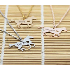 Stainless Steel Personalized Custom Name Horse Necklace - 7