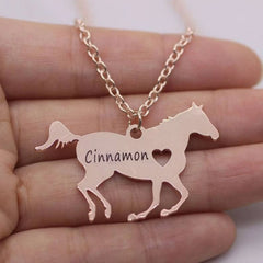Stainless Steel Personalized Custom Name Horse Necklace - 7