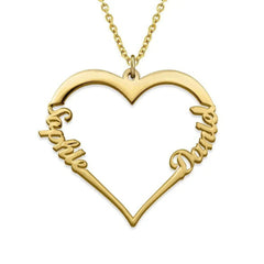 Stainless Steel Personalized Name Customized Heart Necklace - Gold - 7