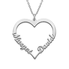 Stainless Steel Personalized Name Customized Heart Necklace - Silver - 7