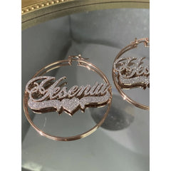 Stainless Steel Personalized Zircon Name Alphabet Earrings - 7