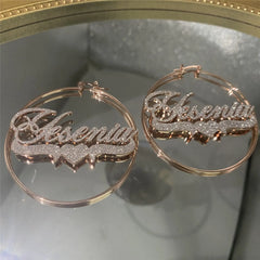 Stainless Steel Personalized Zircon Name Alphabet Earrings - 7